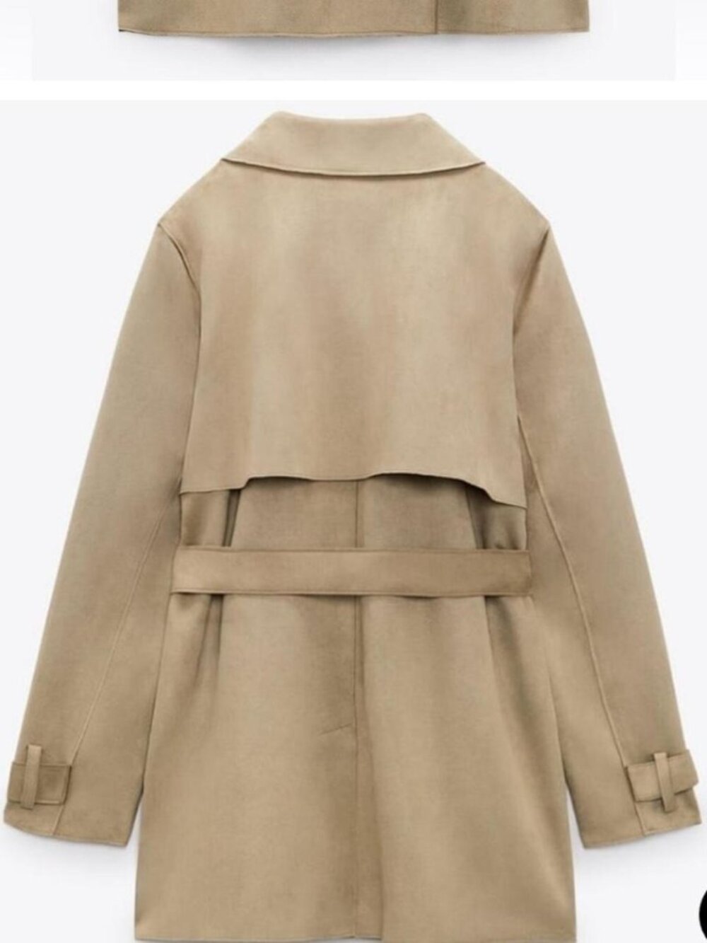 Zara Camel Faux Suede Belted Trench Coat XS